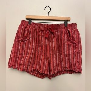 Briggs Drawstring Linen-blend Striped Shorts with Pockets - Size XXL